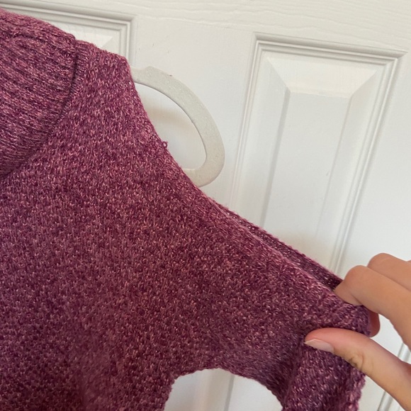 Hollister Magenta Turtleneck Open Shoulder Sweater - Picture 5 of 7